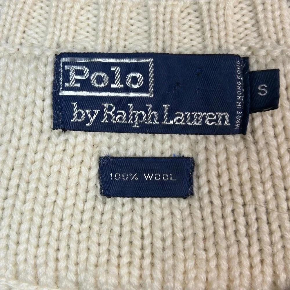 VTG Polo Ralph Lauren Cricket Sweater Vest Men's Small Wool Cable Knit Varsity